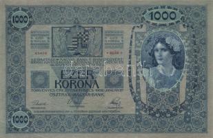 1902. 1000K piros "Deutschösterreich" felülbélyegzéssel T:II(nincs törve)