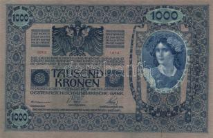 Osztrák-Magyar Bank(mindkét oldal német) 1902. 1000K nyomdai festékcsíkkal T:I + 1912. 100K mindkett...