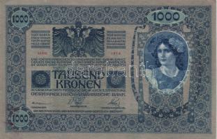 1902. 1000K német mindkét oldal "Deutschösterreich" felülbélyegzéssel T:II(hajtatlan,kis p...