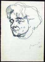 Máriási Masznyik Iván (1928-1997): Önarckép, tus, papír, jelzett, 21x15cm