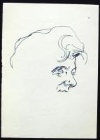 Máriási Masznyik Iván (1928-1997): Önarckép, tus, papír, jelzett, 21x15cm