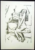 Molnár C. Pál (1894-1981): Jó reggelt, kis szériás ofszet-karton, jelzett, 29x21cm