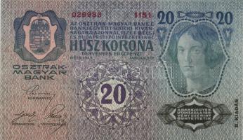 1913. 20K II. kiadás "Deutschösterreich" felülbélyegzés T:I