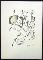 Molnár C. Pál (1894-1981): Randevú, kis szériás ofszet-karton, jelzett, 29x21cm