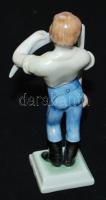 Kézzel festett jelzett Herendi porcelán figura: kaszát köszörülő fiú / 
Hand painted Herendi porcela...