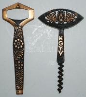 Réz sör és bor nyitó, népi díszítéssel, KGYV felirattal