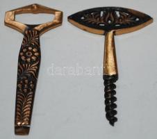 Réz sör és bor nyitó, népi díszítéssel, KGYV felirattal