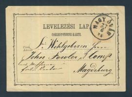 1874 díjjegyes levelezőlap 2kr &quot;MAGY.ÓVÁR&quot; - Magdeburg