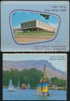 6 db modern leporello füzet, bennük összesen 54 db használatlan városképes lap Izrael területéről