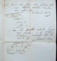 15kr okirati szignettás dokumentum, dekoratív viaszpecséttel (Madaras, 1855)