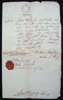 3kr okirati szignettás dokumentum, viaszpecséttel (1857)