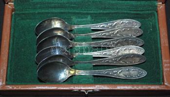 Orosz ezüstözött alpakka mokkáskanál készlet eredeti dobozában