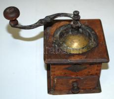 Régi fa Leinbrockwerke kávédaráló, kissé kopottas / Vintage wooden coffee grinder somewhat worn 20x11x11cm