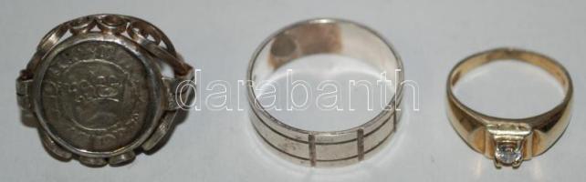 2db férfi és 1 db női aranyozott ezüst (Ag) gyűrű összesen 12,4gr