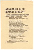 1956. október 27. "Megalakult az új nemzeti kormány" röplap