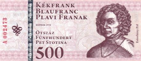 Sopron 2010. 500 Kékfrank T:I + Dresdner Bank 1973. utazási csekk 100M lyukasztzva T:I