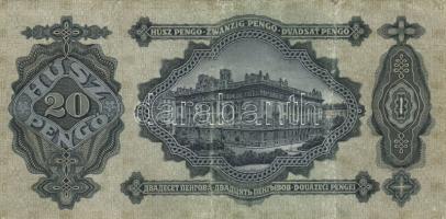 1930. 20P + 1936. 10P "1944 NOV 16." sarló kalapács felülnyomással + 1945. 50P "A II....