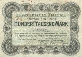 Német Birodalom/Weimari Köztársaság/Trier 1923.8.6. 100.000M + Pforzheim 1923. 1.000.000.000M T:III Germany-Weimar Republic/Hamburg/Trier 1923.6.8. 100.000 Mark + Pforzheim 1923. 1.000.000.000 Mark C:F