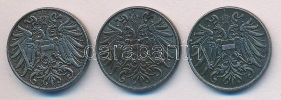 Ausztria 1916/17/18. 2h (3x) T:2
Austria 1916/17/18. 2 Heller (3x) C:XF