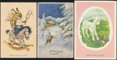 84 db régi, teljesen vegyes tematikájú képeslap, köztük sok lithoval