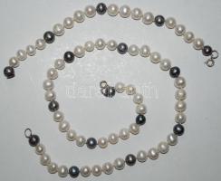 Tenyésztett gyöngy nyaklánc és karkötő ezüst (Ag) szerelékkel / Cultured pearl necklace and bracelet with silver accessories
