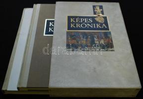 Képes Krónika I-II. Hasonmás kiadás és kísérőkötet a magyar fordítással. Bp., 1987, Helikon. Díszdob...