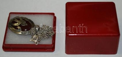 Ezüst (Ag) nyaklánc karneollal díszített kézzel készített ezüst medállal /
Silver necklace with hand...