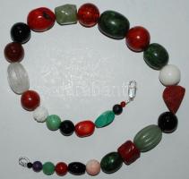 Vegyes drágakő nyaklánc ezüst (Ag) szerelékkel / MIxed stones necklace with silver accessories 45cm