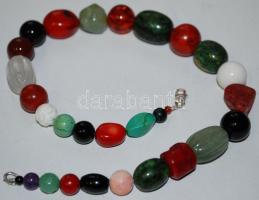 Vegyes drágakő nyaklánc ezüst (Ag) szerelékkel /
MIxed stones necklace with silver accessories 45cm