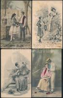 5 db romantikus motívumlap párokról, 1910 előttről