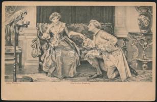 5 db romantikus motívumlap párokról, 1910 előttről