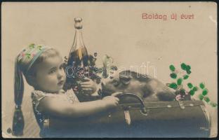 3 db újévi üdvözlőlap 1910 előttről