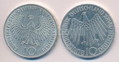 NSZK 1972D. 10M Ag "Olimpia-München/Olimpiai Láng" + 1972F 10M Ag "Olimpia / Spirál" T:2 GFR 1972J. 10 DMark Ag "Olympic Games Munich/Olympic Flame" + 1972F 10 DMark Ag "Olymic Games Munich / Spiral" C:XF