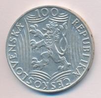 Csehszlovákia 1949. 100K Ag "Sztálin" T:2/2- Czechoslovakia 1949. 100 Korun Ag "Stalin" C:XF/VF