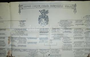 cca 1930 A nemes Gerber család származási táblája égési foltokkal 70x100cm