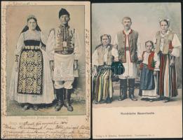 2 db régi folklór lap, román népviselet
