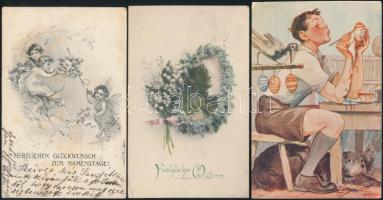 28 db háború előtti, vegyes tematikájú motívumlap, köztük sok üdvözlővel