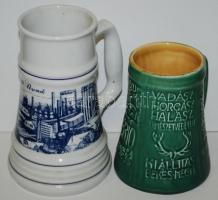 2 db korsó, Gránit és Alföldi porcelán, vadász halász kiállítás, ózdi kohászati művek, jelzettek, hi...
