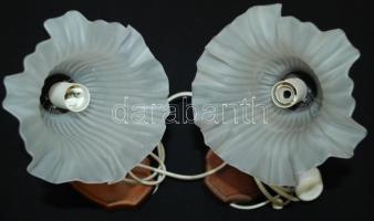 Falikar pár szecessziós stílusban, hibátlan burákkal, réz karokkal, működőképes állapotban, mélysége: 30 cm, magassága: 18 cm