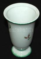 Kézzel festett Drasche váza, virággal díszített jelzett, apró hiba a talpon, m:15 cm