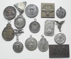 131db-ból álló szép vegyes sportérem / plakett gyűjtemény, közte sok bronz és ezüstözött darab, 3db ezüst is közte! Főleg az 1920-as évekből (30-40-es is), legtöbb szignózott, sok tenisz díjérem. T:2,2-