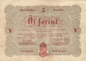 1848. 5Ft "Kossuth bankó" piros T:III