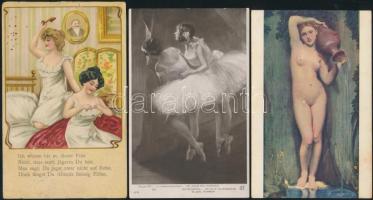 10 db régi motívumlap hölgyekről, köztük erotikus is, egy kivételével mind használatlan