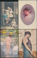 11 db túlnyomó részt régi motívumlap, főként hölgyekről, köztük erotikus is