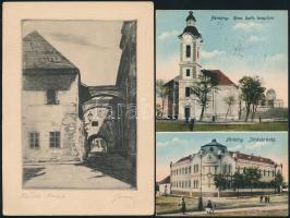 4 db régi, felvidéki városképes lap