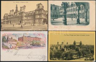 11 db régi, külföldi városképes lap, közte több 1899-ből