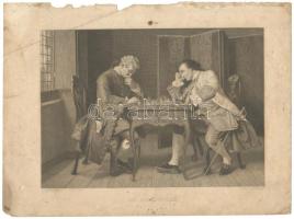 cca 1860 Sakkozók acélmetszet. Kissé piszkos / Chess players steel-engraving