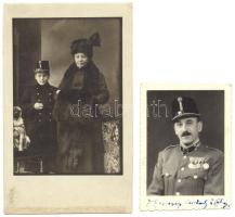 cca 1930 2 db katonai témájú fotó: főhadnagy és apród
