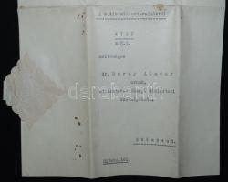 1941 Okirat Bárdossy László miniszterelnök sajét kezű aláírásával, Barsy Aladár miniszteri tanácsos nyugdíjba helyezéséről