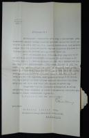 1941 Okirat Bárdossy László miniszterelnök sajét kezű aláírásával, Barsy Aladár miniszteri tanácsos ...